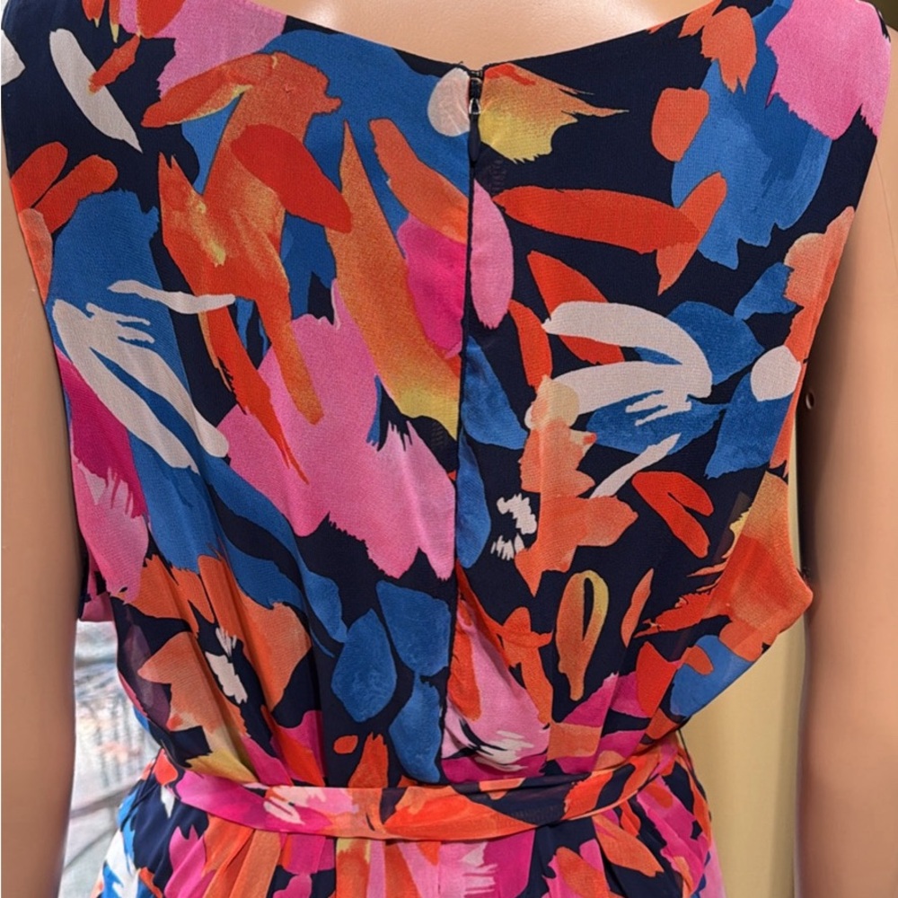 Nine West Floral Sleeveless Dress - Multicolor, Flounce Skirt, Large - Picture 8 of 10